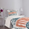 thumbnail image 3 of Ambesonne Fitness Quilted Bedspread Set 2 Pcs, Retro Words Lifestyle, Twin Size, Dark Blue Orange and White, 3 of 5