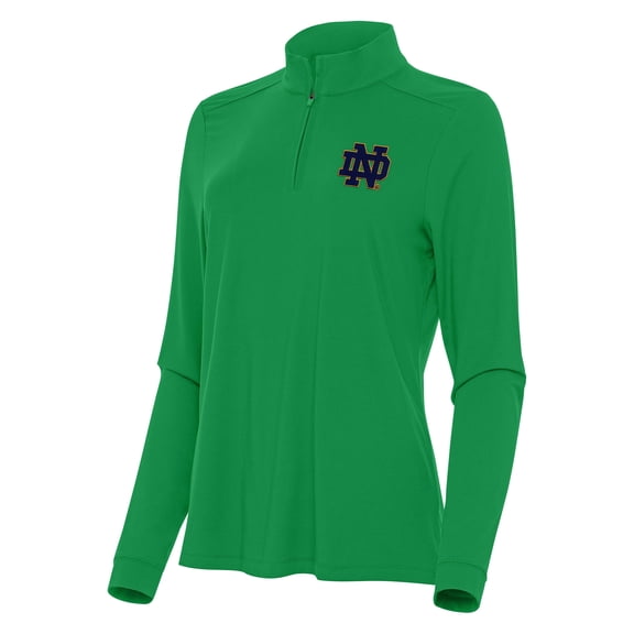 Women's Antigua Green Notre Dame Fighting Irish Intent Quarter-Zip Top