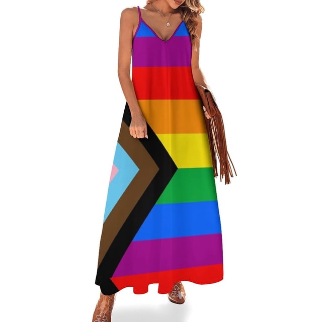 Vestido sin mangas con la bandera del orgullo LGBTQ+ Progress, vestido de verano para mujer coreana, vestido de fiesta elegante de lujo para mujer