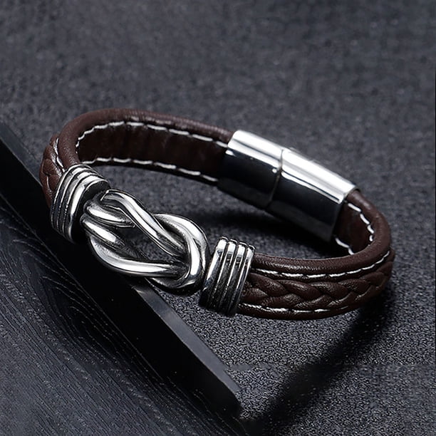 Fiudx Pulsera de Estilo Étnico, Acero de Titanio Tejido a Mano, Hebilla Magnética de Acero Inoxidable, Diseño Moderno para Hombre, Regalo Inspirador para Hijo, Nieto o Esposo, Ideal para Ocasiones Es