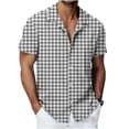 thumbnail image 2 of COSFO Casual Button Down Shirts for Men Plaid Summer Short Sleeve Beach Shirt Vacation Loose Fit Collared Men Shirts, 2 of 7