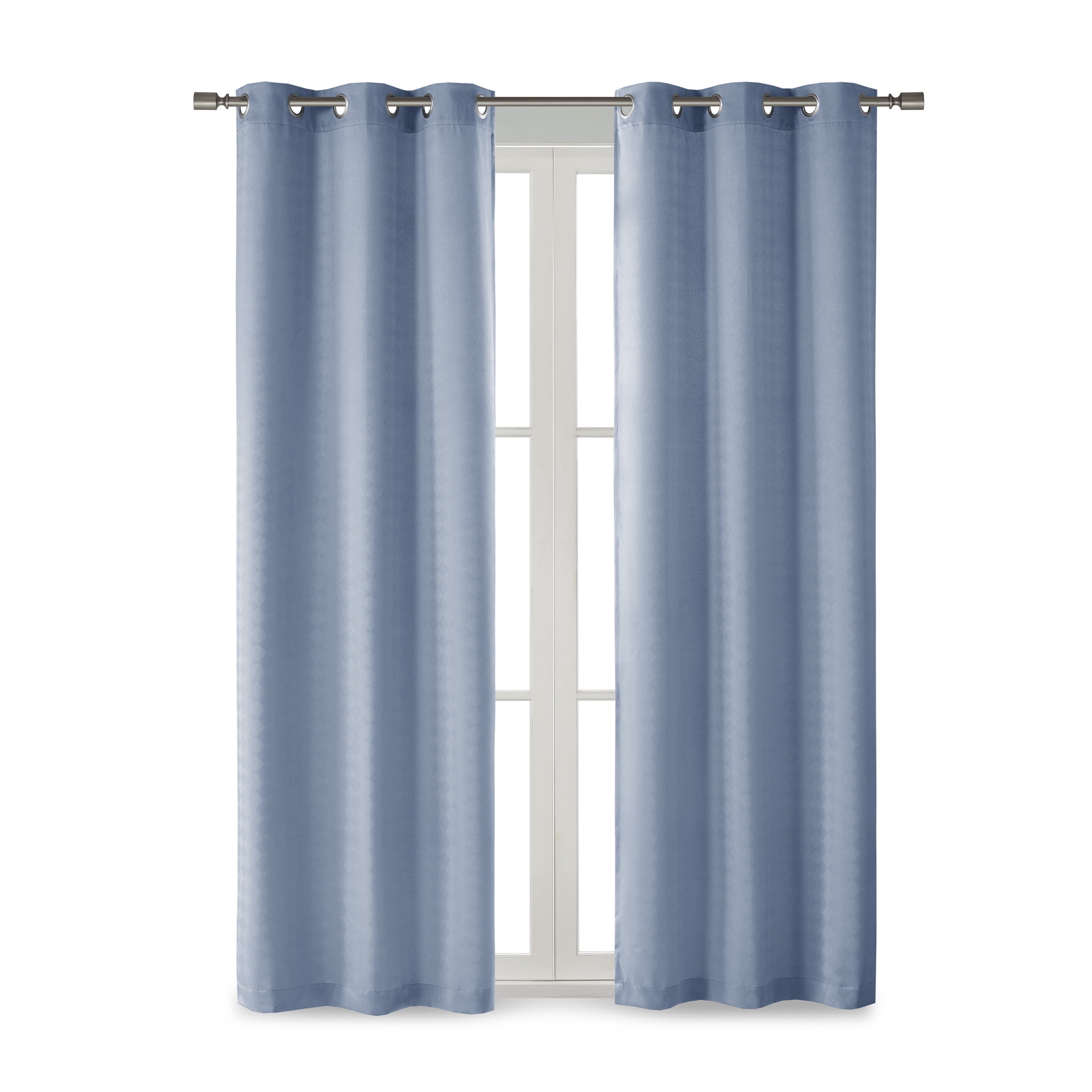 Beautyrest Lawson Grommet Top Blackout Window Curtain Pair Blue, Set of 2, 37x84 inch