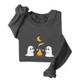 thumbnail image 2 of Tops for Women Halloween Printed Long Sleeved Hoodie Round Neck Loose Sweatshirts 2-Gray S, 2 of 3