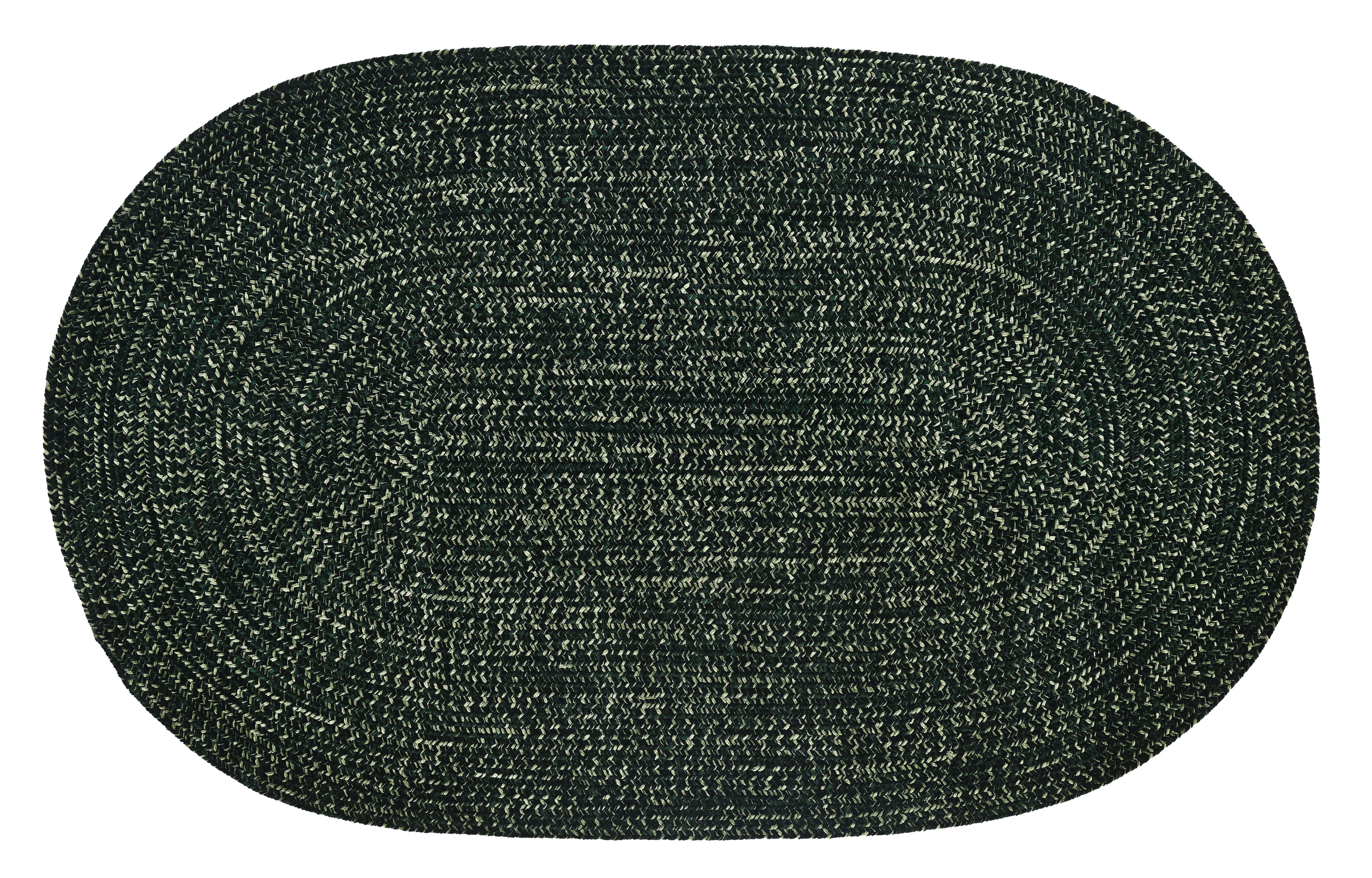 Better Trends 42" x 66" Oval Braided Rug 100% Polyester Durable and Stain Resistant Reversible Indoor Area Utility Rug, Chenille Tweed Collection - Diluth & Emeralad