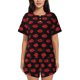 thumbnail image 1 of Fotbe Red Beautiful Lips Conjunto de Pijama Estampado para Mujer, 2 Piezas, Ropa de Dormir con Camiseta de Manga Corta y Shorts Suaves-Medium, 1 of 6