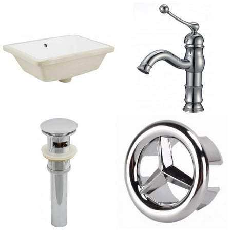 18 25 In W Cupc Rectangle Undermount Sink Set In White Chrome Hardware With 1 Hole Cupc Faucet Overflow Drain Incl