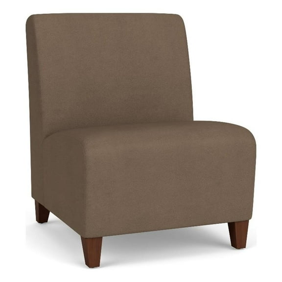 Siena Lounge Reception Armless Oversize Guest Chair / Walnut Wood Legs / Brown
