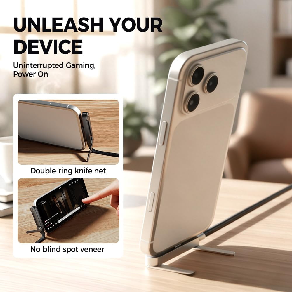 240W Sideways Phone Charger with Built-in Phone Stand, 90 Degree USB-C Cord for Fast Charging and Hands-Free Viewing