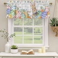 thumbnail image 3 of Easter Bunny Valances for Windows, Decorative Rod Pocket Window Valance Curtains, Colorful Easter Eggs Eucalyptus Grey Wooden Short Curtain Drapes for Kitchen/Living Room, 2 Panels, 42" W x 18" L, 3 of 8