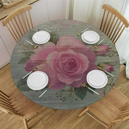 

BCIIG Rose Lace Round Table Cover Stain Resistant & Washable for Indoor Outdoor Kitchen Dining Wedding Parties 100% Polyester 54 -58