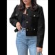 thumbnail image 2 of Chaqueta Blazer Corta para Mujer, Sin Cuello, con Botones, Estilo Informal de Negocios, para Otoño e Invierno Negro L, 2 of 9