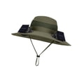 thumbnail image 4 of Sombrero de pescador con ventilador solar ajustable para verano, ideal para pesca, senderismo y playa. Verde, 4 of 8