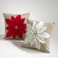 thumbnail image 2 of Holiday Unique 3D Poinsettia Christmas Decorative Throw Pillow Case (Red 17"x17" Pillow Case), 2 of 2