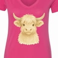 thumbnail image 4 of Inktastic Adorable Highland Cow Charm Women's V-Neck T-Shirt, 4 of 5