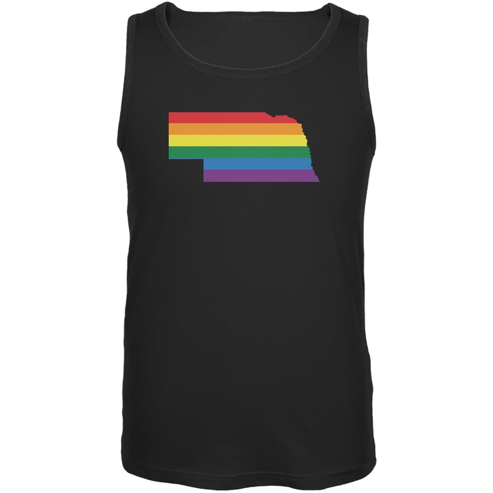 Old Glory Nebraska Lgbt Gay Pride Rainbow Black Adult Tank Top