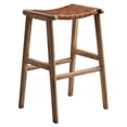 thumbnail image 3 of Bar Stool Chair Barstool, Set of 2, Walnut Brown, Faux Vinyl Leather, Wood, Pub Cafe Bistro Dining Kitchen Hospitality Restaurant, Modern Contemporary HB36076, 3 of 10