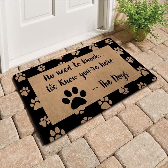 No Need to Knock We Know You're Here The Dog Mats for Front Door Entry Front Porch Doormat Non-Slip Carpet Rugs Floor Mat Decorative for Home Bathroom Kitchen Indoor 18x30 Inch