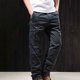 thumbnail image 1 of Pantalones largos de moda para hombre, casuales, de color sólido, con bolsillos y cremallera, cintura elástica, de poliéster., 1 of 4