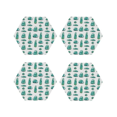 

Coasters Set of 4 - cartoon sea pebbles Drink Coasters for Tabletop Protection Leather Coasters for Living Room Decor and Housewarming Gift Hexagon