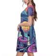 thumbnail image 2 of Balery Hip-Hop DJ Dolphin Vestidos sueltos de manga corta para mujer, vestidos de verano 2025, vestidos casuales de corte A con vuelo., 2 of 6