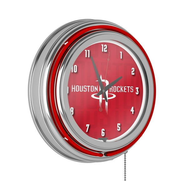Houston Rockets City Retro Neon Analog Wall Clock with Pull Chain