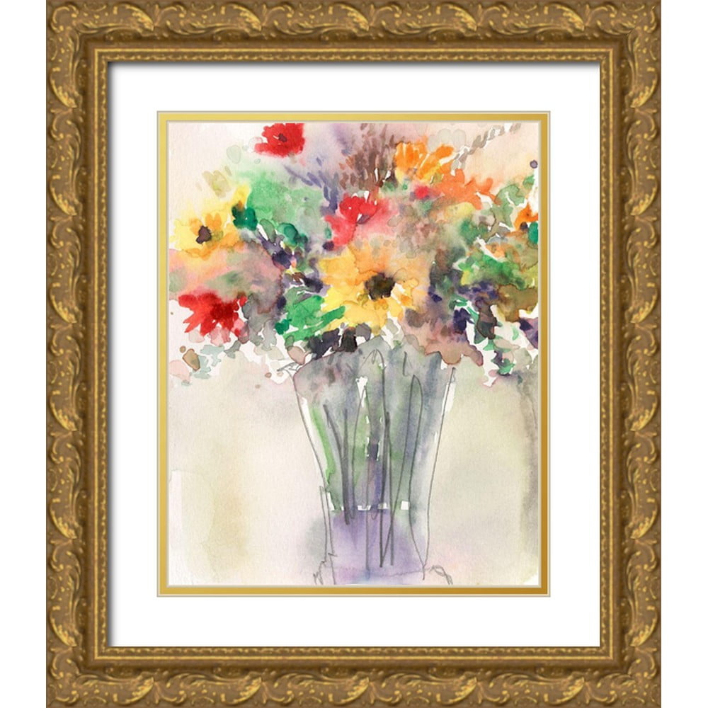 Dixon Samuel 12x14 Gold Ornate Wood Framed with Double Matting Museum Art Print Titled - Custom Fancy that Bouquet I