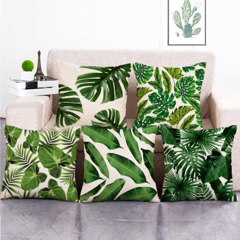 Tropical Plants Sofa Cushion Cover Waist Throw Pillow Case Home Car Decor 18" 