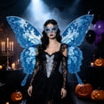 thumbnail image 4 of Halloween Butterfly Wing Costume Prop, Polyester Construction, Wearable Costume Backpiece for Halloween Party and Dress-Up Events, Indoor Display for Living Room, Bedroom, Mantel and Shelf, Blue, 4 of 6