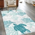 thumbnail image 2 of 2.7'x5' Area Rugs, Turquoise Coastal Indoor Outdoor Area Rug for Living Room Bedroom, Sea Turtle Nautical Coral Summer Beach Washable Bathroom Rugs Kitchen Floor Carpet Mats Home Decor Aesthetic, 2 of 8