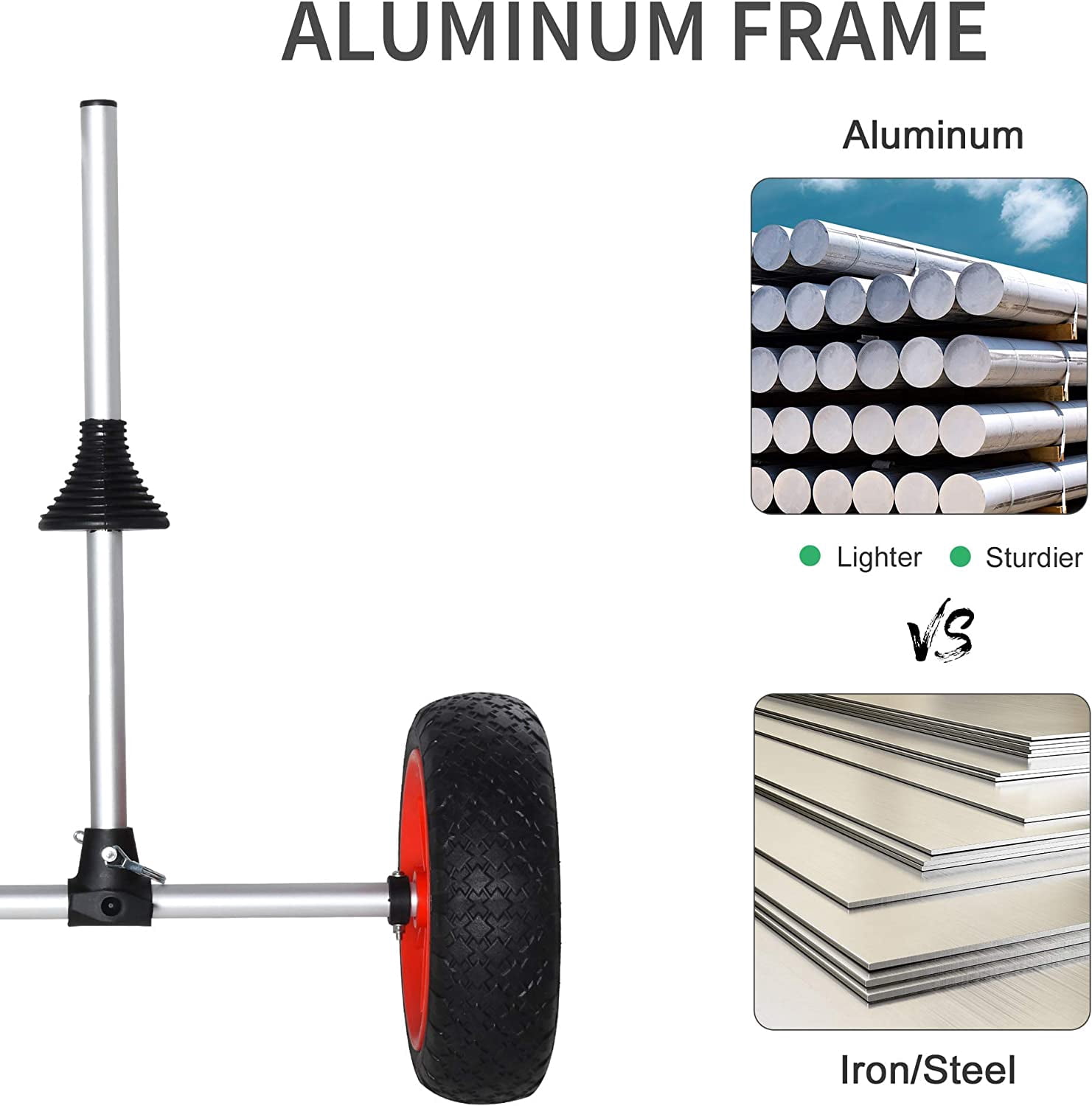 Neatifyes Kayak Cart, Trolley Trailer Kayak Wheels with Strong Aluminum Frame, Adjustable Width Crossbar, & Large Tires