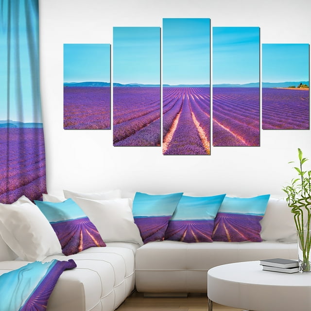 Lavender Flowers and Clear Sky - Oversized Landscape Wall Art Print