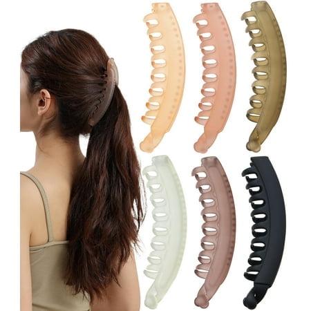 6 Pack 5 Inch Banana Clip for Women Large Banana Hair Clips for Thin Fine Thick Hair Strong Banana Claw Clips for Hair
