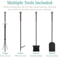 thumbnail image 3 of FCYNMF 5-Piece Fireplace Tool Set, Modern Wrought Iron Fire Pit Tools with Stand, Includes Poker, Tongs, Shovel, Brush, Ergonomic Handles for Indoor & Outdoor Use - Black, 3 of 7