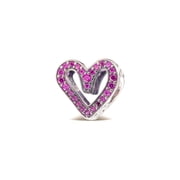 Pandora Sparkling Ruby Red Freehand Heart Charm