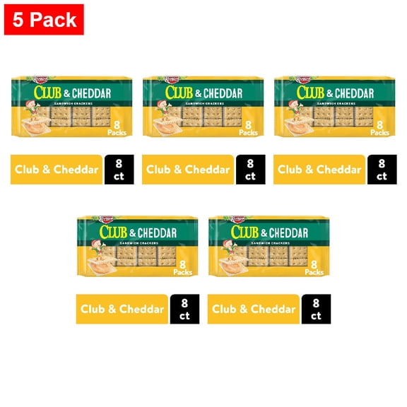 Keebler Club and Cheddar Sandwich Snack Crackers 8 ct / 1.38 oz - 5 Pack