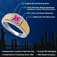thumbnail image 2 of Gem Stone King 925 Silver and 10K Yellow Gold Pink Mystic Topaz and White Lab Grown Diamond Statement Ring for Men | 0.96 Cttw | Princess 5MM | Gemstone November Birthstone | Size 9, 2 of 5