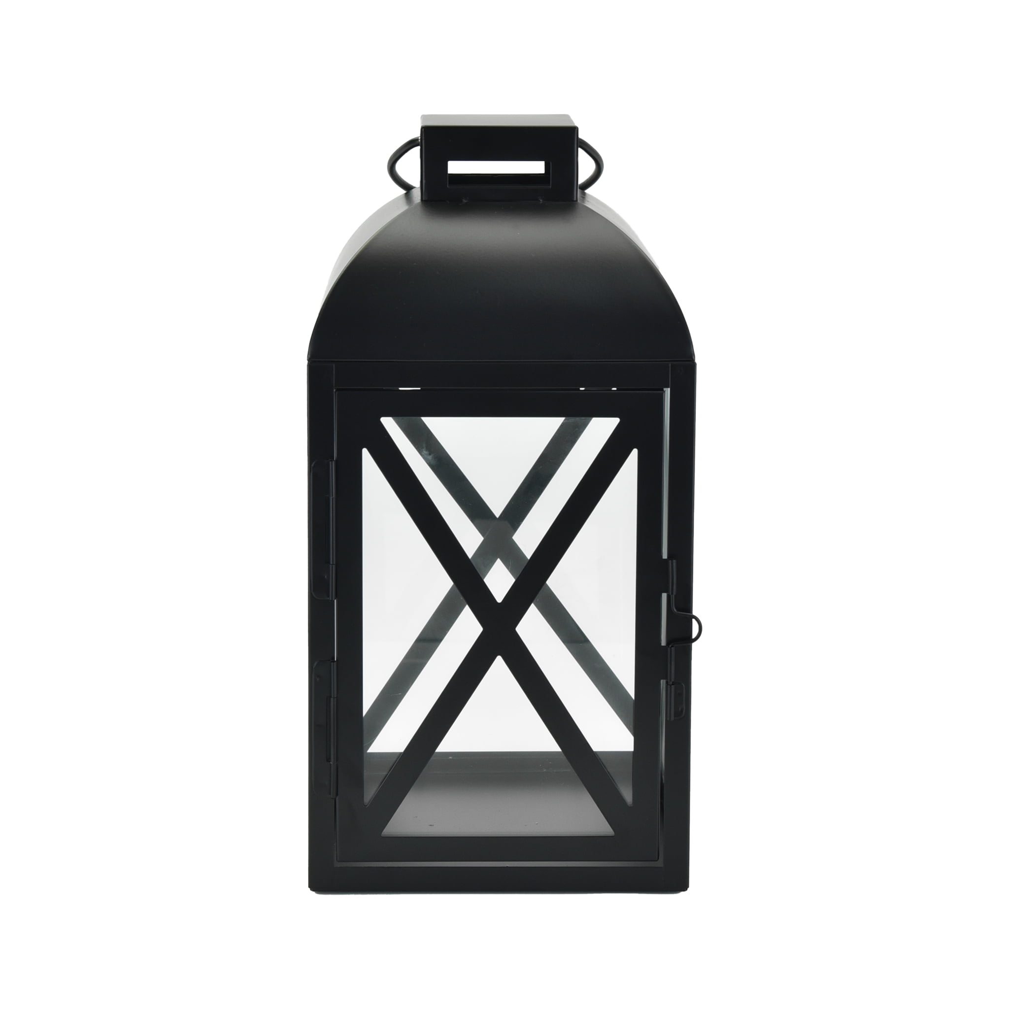 (2 pack) Mainstays Decorative Black Metal Pillar Candleholder Lantern, 14", Large