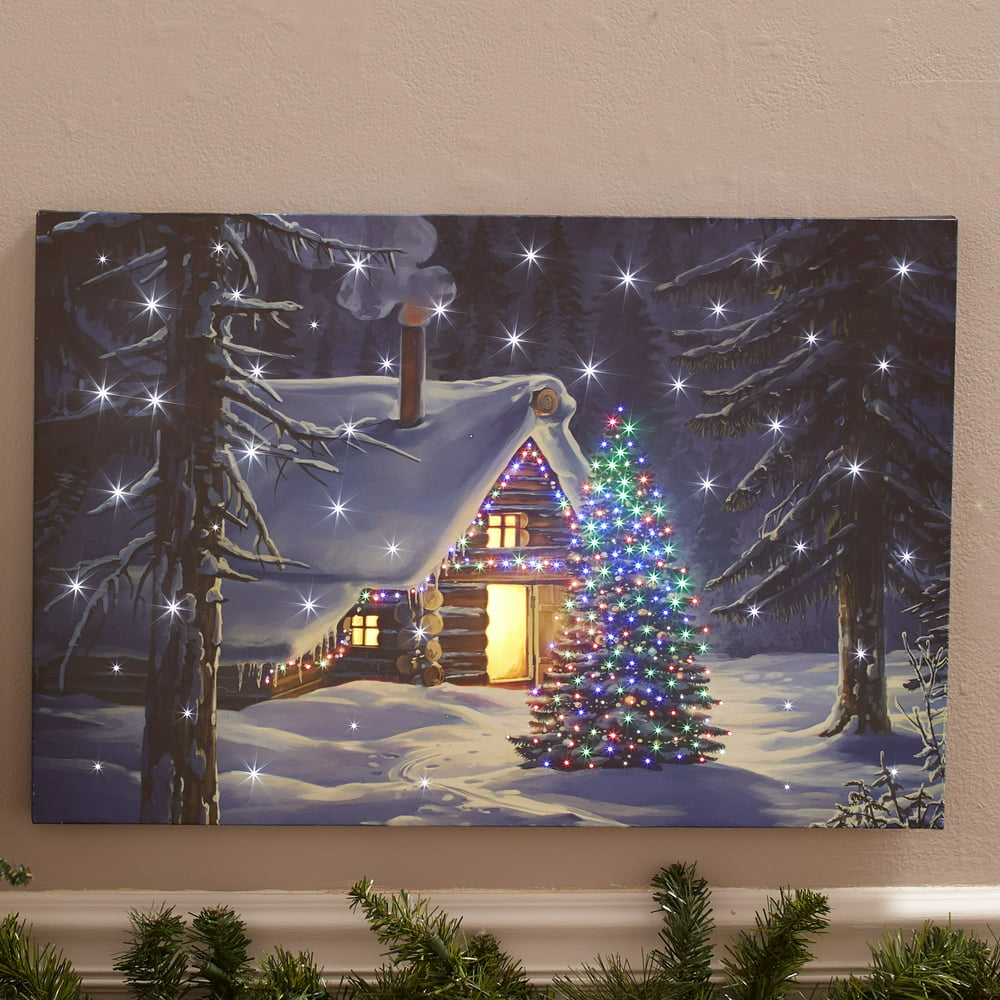 Lighted Holiday Canvas Wall Art Christmas Décor with
