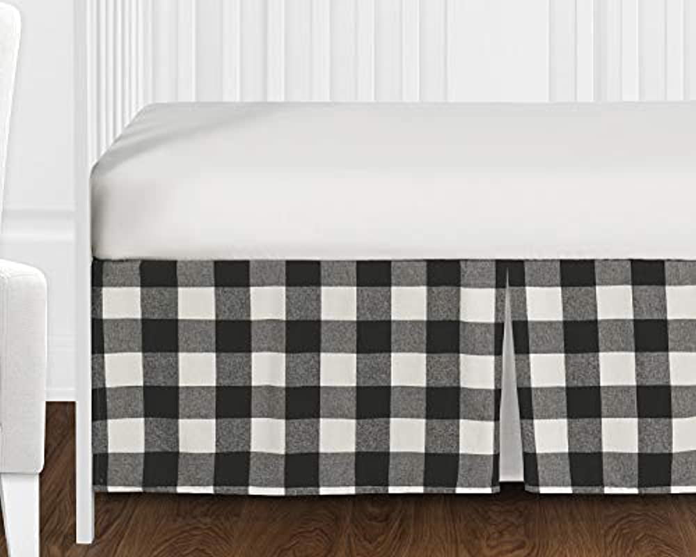 Sweet Jojo Designs Black and White Rustic Woodland Flannel Buffalo Plaid  Check Baby Unisex Boy or Girl Nursery Crib Bedding Set - 4 Pieces - Country  