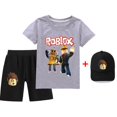 thumbnail image 1 of Juego Roblox de tres piezas para niños y niñas, traje informal, periférico, bidimensional, camisetas y pantalones cortos + sombreros, 1 of 4