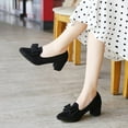 thumbnail image 2 of Xiaoxatg Women's Comfortable -On Round Head Bow Casual Heel Shoes for Fashionable Style 6.5 Black, 2 of 9