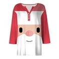thumbnail image 4 of larppty Women 3/4 Sleeve Button Up Christmas Shirt Oversized Casual Dressy Henley Neck Tunic Tops Comfy Soft Lightweight Blouse (Watermelon Red, S), 4 of 5