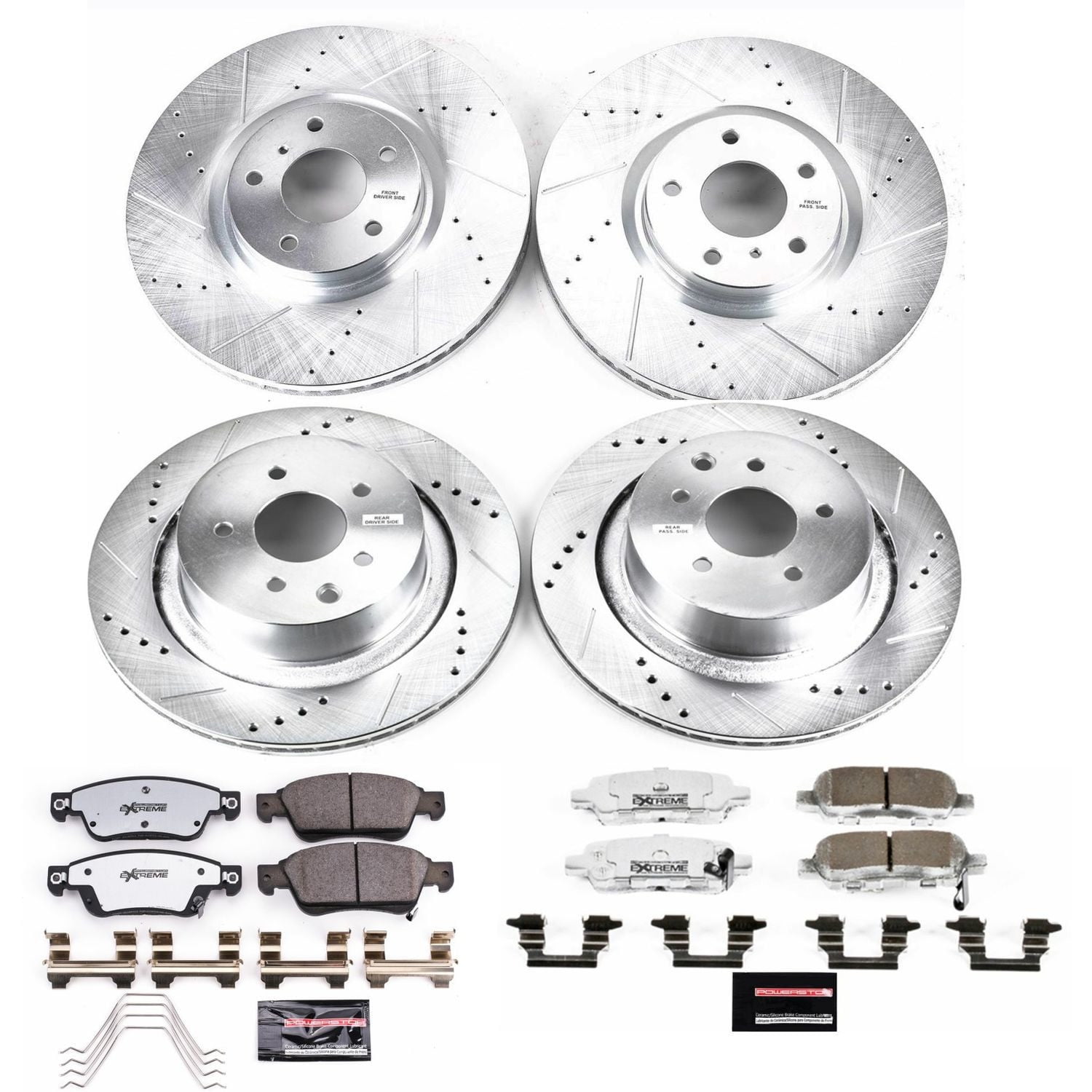PowerStop Front and Rear Z26 Street Warrior Carbon-Fiber Ceramic Brake Pad and Drilled and Slotted Rotor Kit Fits: INFINITI Select Models K2862-26