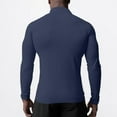 thumbnail image 6 of APEXFWDT Men's Long Sleeve Half-Zip Stand Collar Top Slim Fit Athletic Training Shirt with Thumb Holes Casual Activewear,M,Navy, 6 of 7