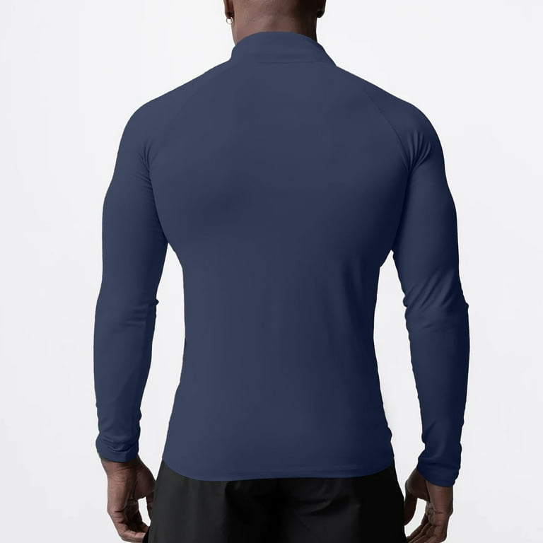 APEXFWDT Men's Long Sleeve Half-Zip Stand Collar Top Slim Fit