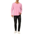 thumbnail image 2 of Camiseta de rayas INSPIRE CHIC para hombre, cuello redondo, de manga larga, básica, talla XL, color rosa y blanco, 2 of 6