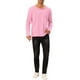 thumbnail image 2 of Camiseta de rayas INSPIRE CHIC para hombres, cuello redondo, de manga larga, básica M Rosa Blanco, 2 of 6
