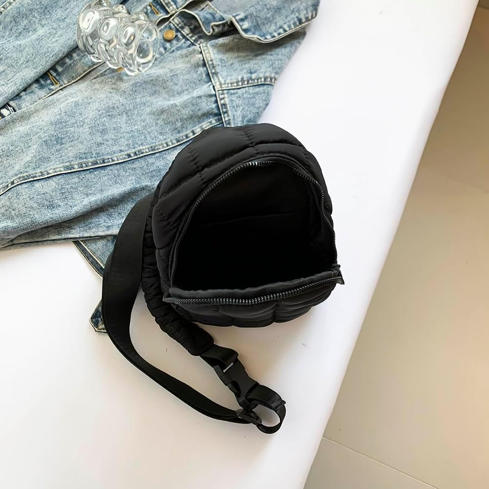 HMSHA Sling Bag Puffy Crossbody Purse for Women Fanny Pack Chest Bag Puffy Waist Bag