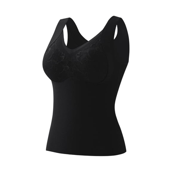 PBFRDSJ Women's Lace Camisole Tank Top Seamless Tummy Control Compression Shapewear Camisoles V Neck Ribbed Slim Fitted Tops