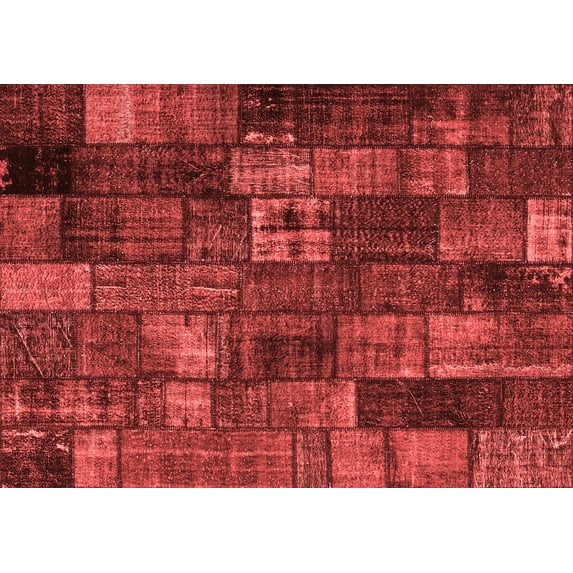 Ahgly Company Indoor Rectangle Patchwork Red Transitional Area Rugs, 2' x 5'